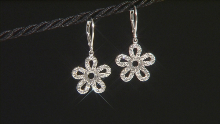 Gemsavvy Sentiments™6mm Rd W/.70ctw Rd Cubic Zirconia Flower Rhodium Over Sterling Semi Mount Ers Video Thumbnail