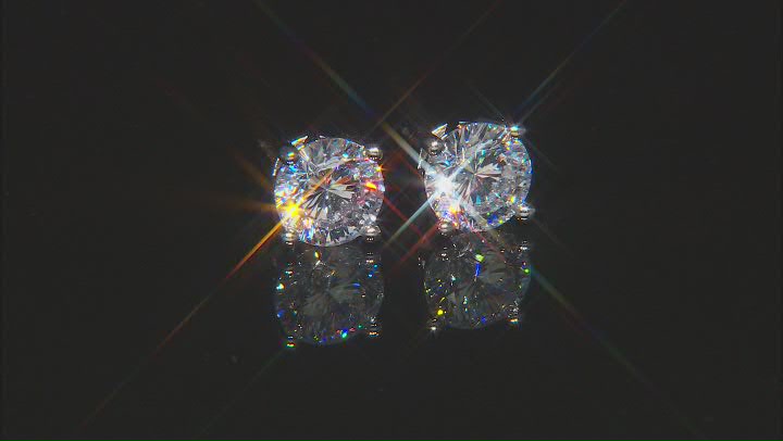 White Cubic Zirconia Rhodium Over Sterling Silver Solitaire Stud Earrings 3.34ctw Video Thumbnail