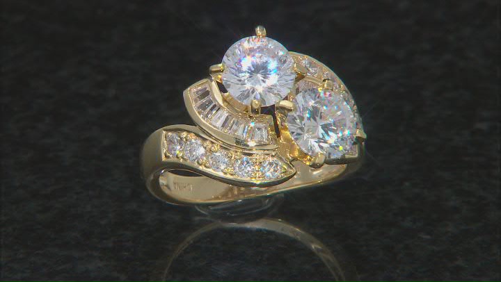 White Cubic Zirconia 18K Yellow Gold Over Sterling Silver Ring 5.55ctw Video Thumbnail