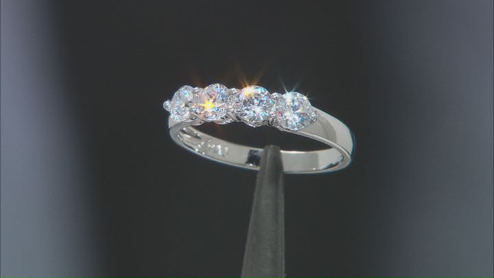 White Cubic Zirconia Rhodium Over Sterling Silver Ring And Band 5.89ctw Video Thumbnail