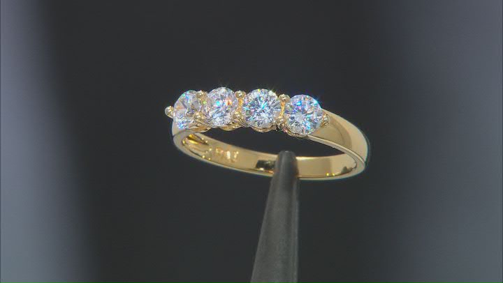White Cubic Zirconia 18k Yellow Gold over Sterling Silver Bridal Ring 3.15ctw Video Thumbnail