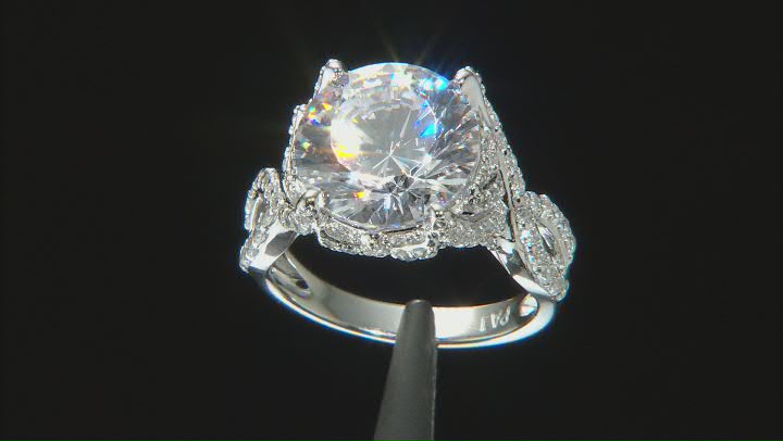 Cubic Zirconia Rhodium Over Sterling Silver Ring 12.80ctw Video Thumbnail