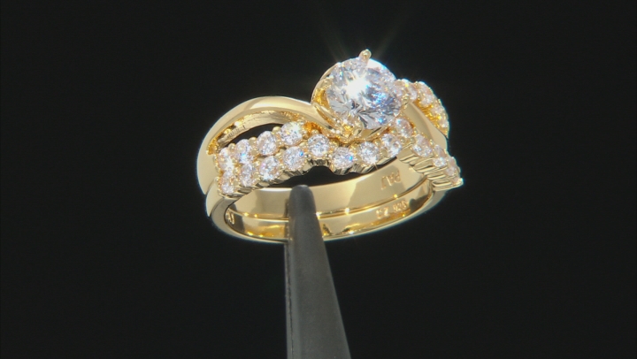 Cubic Zirconia 18k Yellow Gold Over Silver Ring With Band 2.93ctw Video Thumbnail