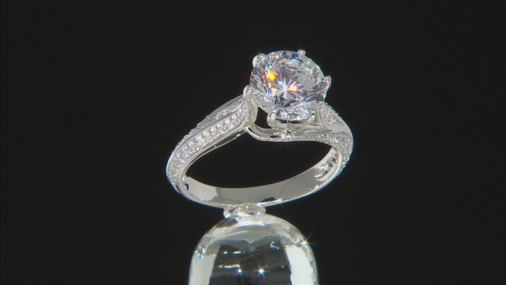 Cubic Zirconia Rhodium Over Sterling Silver Ring 5.53ctw Video Thumbnail