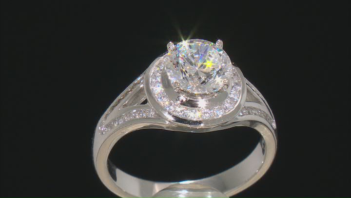 Cubic Zirconia Sterling Silver Ring 4.24ctw Video Thumbnail