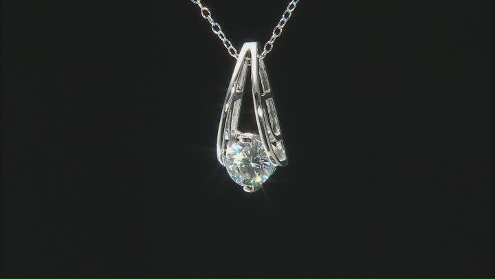 Cubic Zirconia Rhodium Over Sterling Silver Pendant With Chain 1.43ctw Video Thumbnail