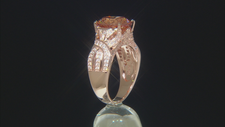 Champagne And White Cubic Zirconia 18k Rose Gold Over Silver Ring Video Thumbnail