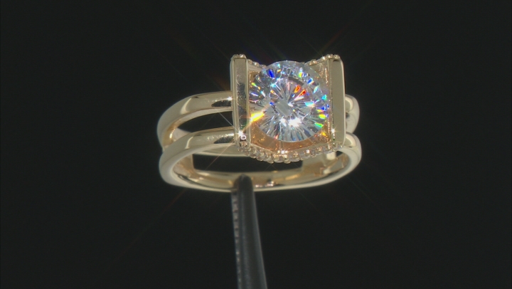 Cubic Zirconia 18k Yellow Gold Over Over Sterling Silver Ring 3.60ctw Video Thumbnail