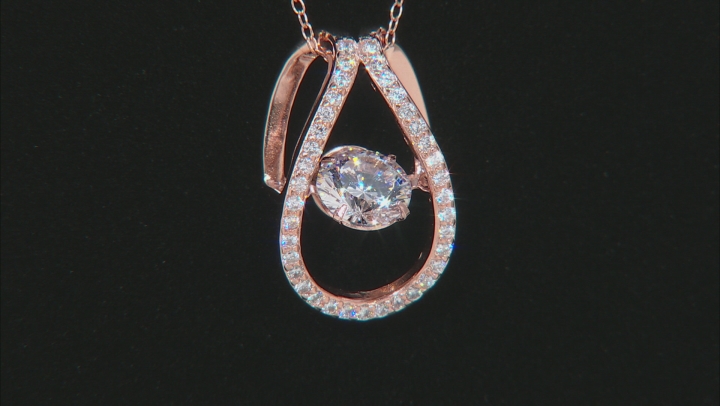 White Cubic Zirconia 18k Rose Gold Over Sterling Silver Pendant With Chain 2.71ctw Video Thumbnail
