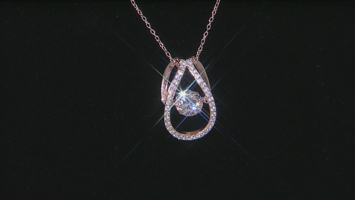 White Cubic Zirconia 18k Rose Gold Over Sterling Silver Pendant With Chain 2.71ctw Video Thumbnail