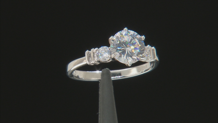 Cubic Zirconia Rhodium Over Sterling Silver Ring With Band 4.54ctw (2.82ctw DEW) Video Thumbnail