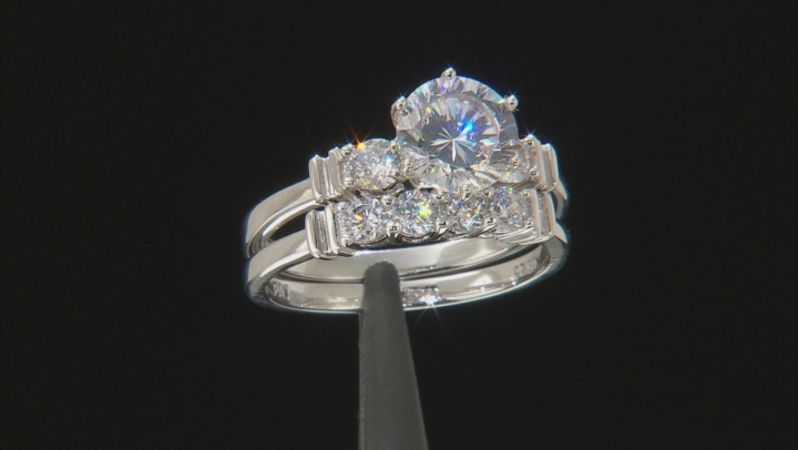 Cubic Zirconia Rhodium Over Sterling Silver Ring With Band 4.54ctw (2.82ctw DEW) Video Thumbnail