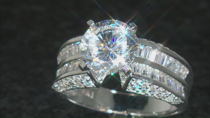 White Cubic Zirconia Rhodium Over Silver Ring 6.87ctw Video Thumbnail
