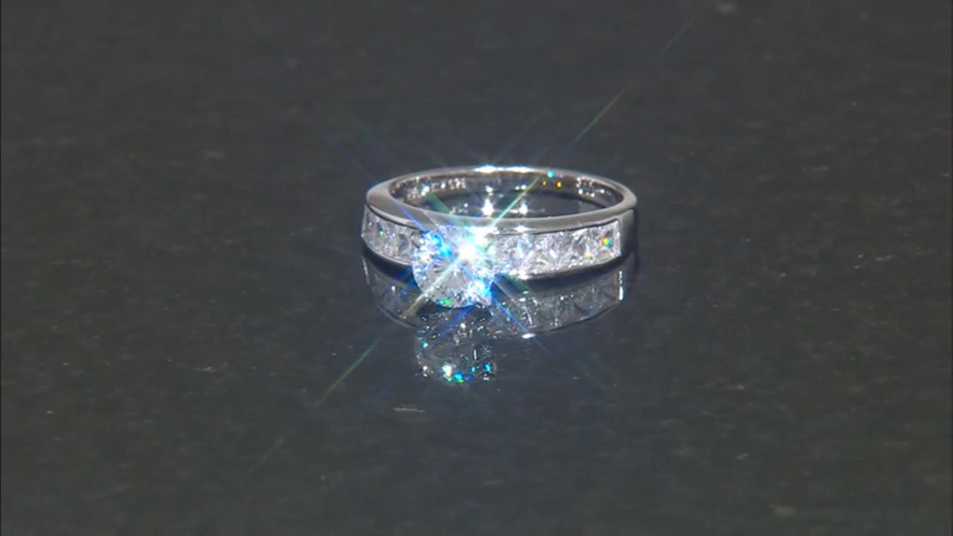 Cubic Zirconia Rhodium Over Sterling Silver Ring With Band 4.90ctw Video Thumbnail