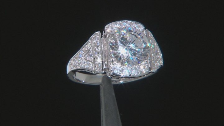 Cubic Zirconia Rhodium Over Sterling Silver Ring 6.10ctw (3.65ctw DEW) Video Thumbnail