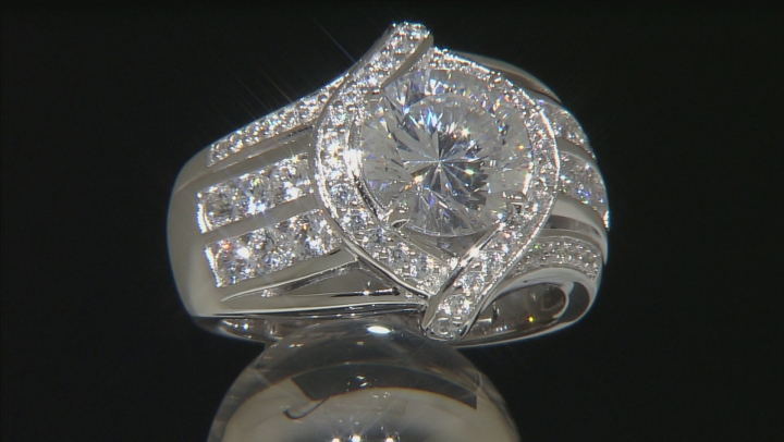 White Cubic Zirconia Rhodium Over Sterling Silver Ring 6.40ctw Video Thumbnail