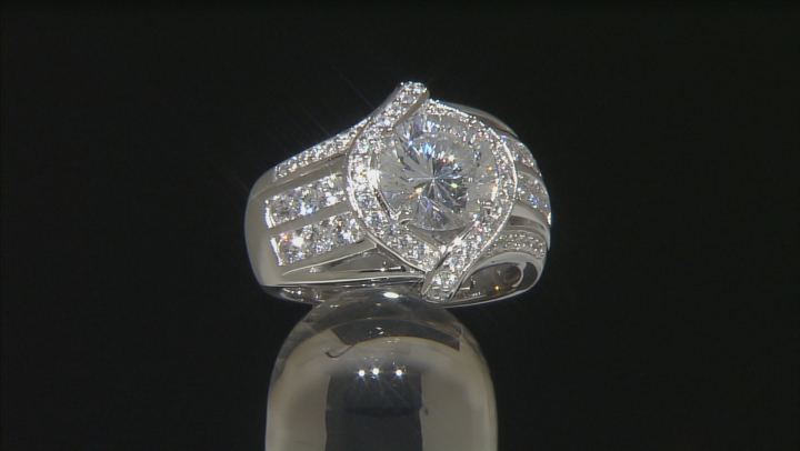 White Cubic Zirconia Rhodium Over Sterling Silver Ring 6.40ctw Video Thumbnail