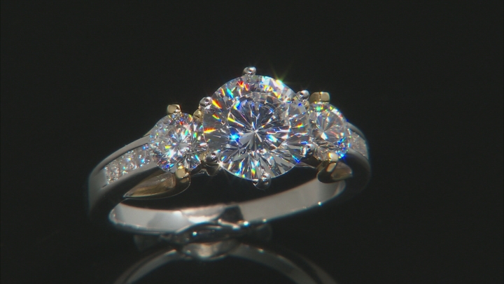 White Cubic Zirconia Rhodium And 18K Yellow Gold Over Sterling Silver Ring 4.56ctw Video Thumbnail