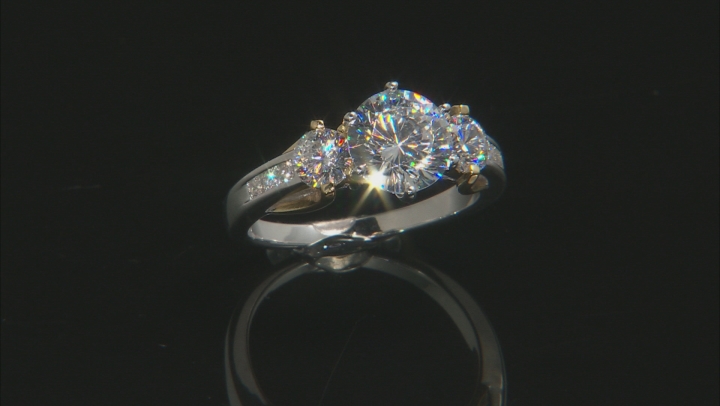 White Cubic Zirconia Rhodium And 18K Yellow Gold Over Sterling Silver Ring 4.56ctw Video Thumbnail