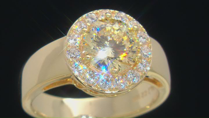 Yellow And White Cubic Zirconia 18K Yellow Gold Over Sterling Silver Ring 4.04ctw Video Thumbnail