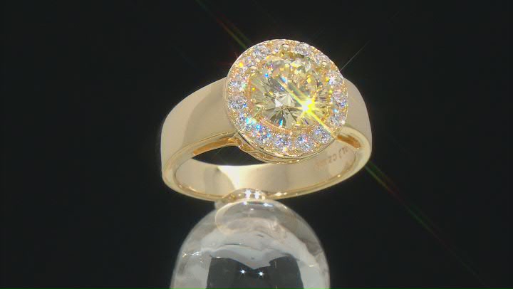 Yellow And White Cubic Zirconia 18K Yellow Gold Over Sterling Silver Ring 4.04ctw Video Thumbnail