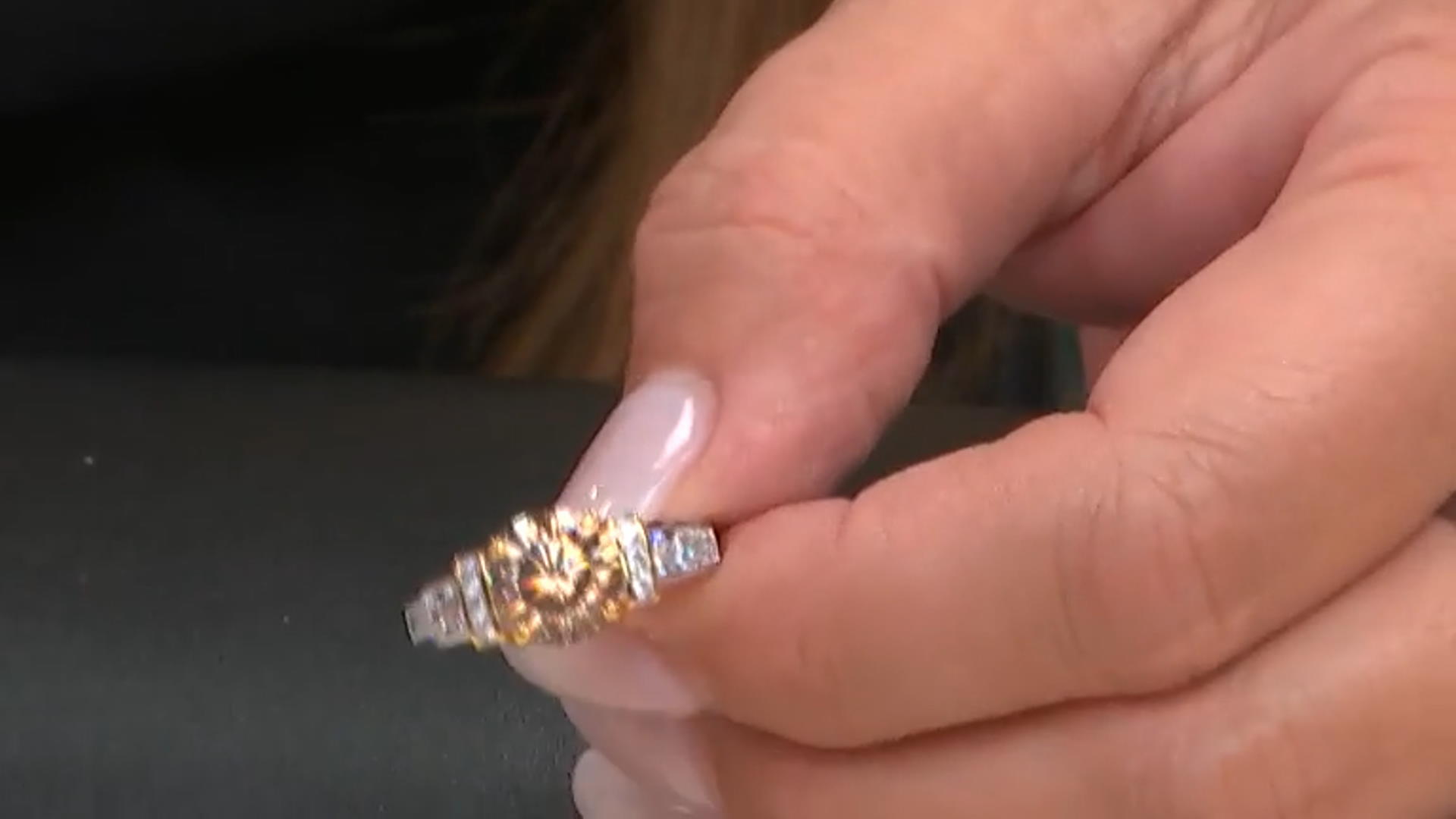 Champagne And White Cubic Zirconia Rhodium Over Sterling Silver Ring 6.03ctw Video Thumbnail