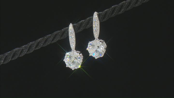 White Cubic Zirconia Rhodium Over Sterling Silver Earrings 12.62ctw Video Thumbnail