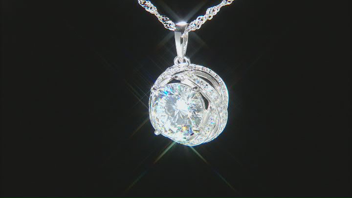 White Cubic Zirconia Rhodium Over Sterling Silver Pendant With Chain 6.86ctw Video Thumbnail