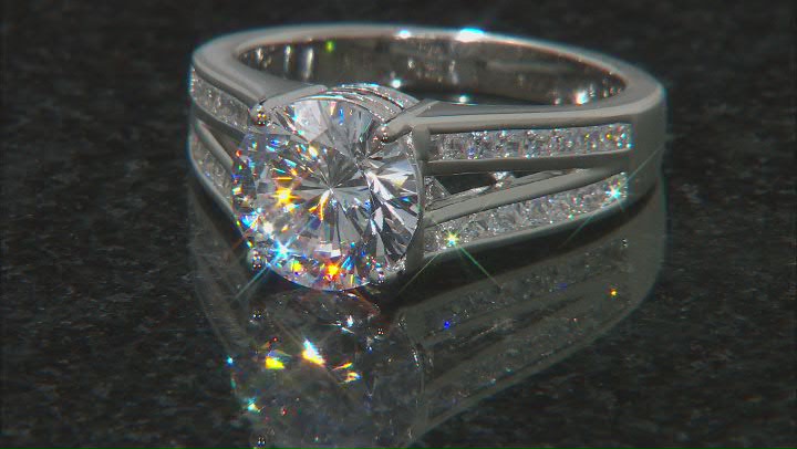 White Cubic Zirconia Platinum Over Sterling Silver Ring 5.71ctw Video Thumbnail