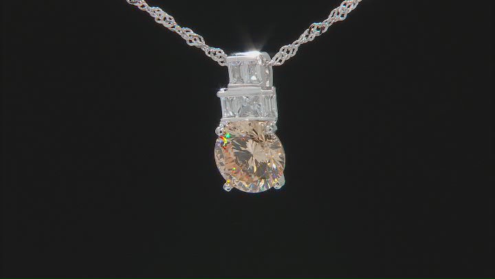 Champagne And White Cubic Zirconia Rhodium Over Sterling Silver Pendant With Chain 5.02ctw Video Thumbnail
