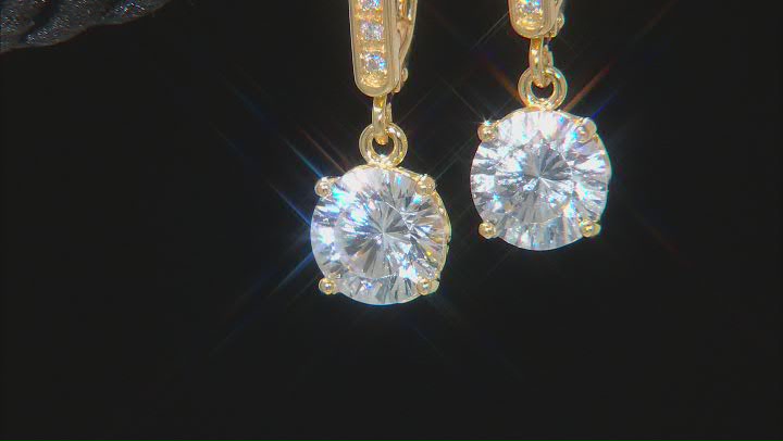 White Cubic Zirconia 18K Yellow Gold Over Sterling Silver Earrings 6.48ctw Video Thumbnail