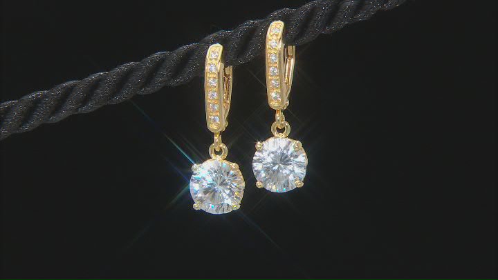White Cubic Zirconia 18K Yellow Gold Over Sterling Silver Earrings 6.48ctw Video Thumbnail