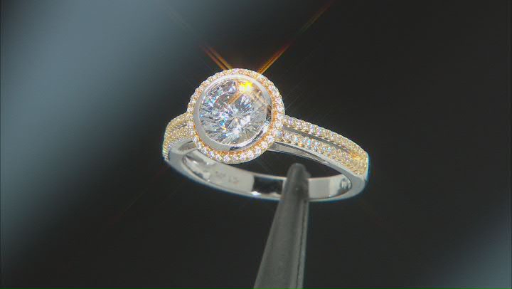 White Cubic Zirconia Rhodium And 18K Yellow Gold Over Sterling Silver Ring 3.53ctw Video Thumbnail