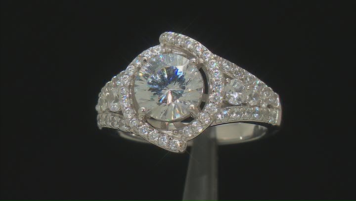 White Dillenium Cut Cubic Zirconia Platinum Over Sterling Silver Ring 4.67ctw Video Thumbnail