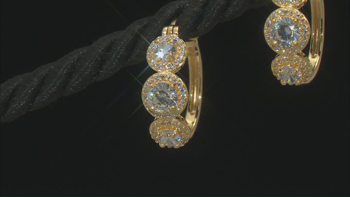 Dillenium Cut White Cubic Zirconia 18k Yellow Gold Over Sterling Silver Hoops 3.57ctw Video Thumbnail