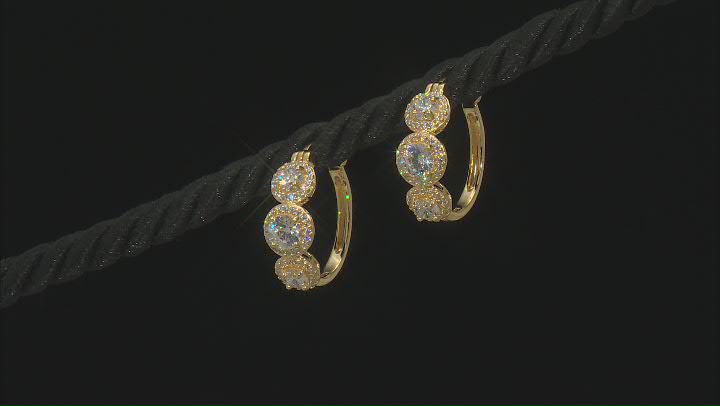 Dillenium Cut White Cubic Zirconia 18k Yellow Gold Over Sterling Silver Hoops 3.57ctw Video Thumbnail