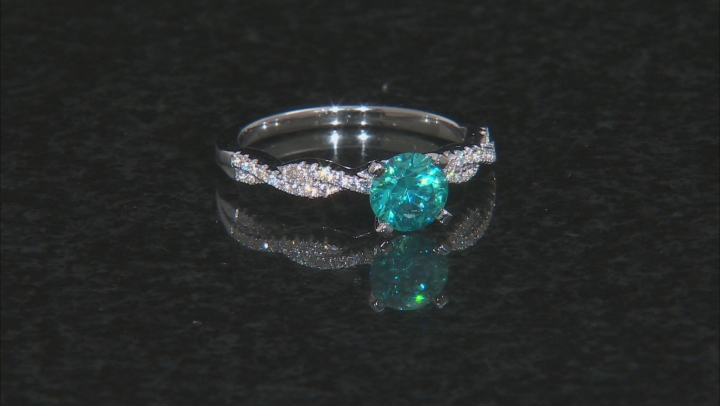 Neon Blue And White Cubic Zirconia Rhodium Over Sterling Silver Ring 2.01ctw Video Thumbnail