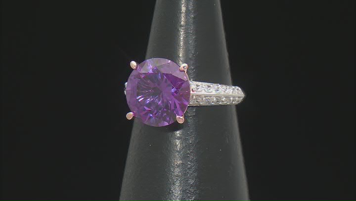 Color Change Lab Created Sapphire And White Cubic Zirconia Rhodium Over Sterling Silver Ring 9.30ctw Video Thumbnail