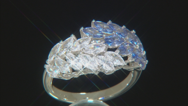 Blue And White Cubic Zirconia Rhodium Over Silver Ring 4.16ctw Video Thumbnail