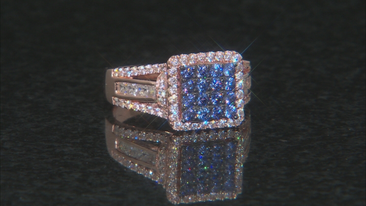 Blue And White Cubic Zirconia 18K Rose Gold Over Sterling Silver Ring 2.66CTW Video Thumbnail