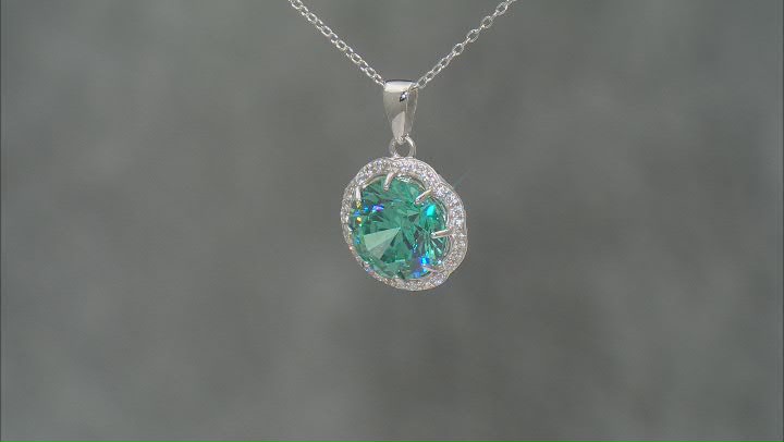 Blue And White Cubic Zirconia Rhodium Over Sterling Silver Pendant With Chain 12.10CTW Video Thumbnail