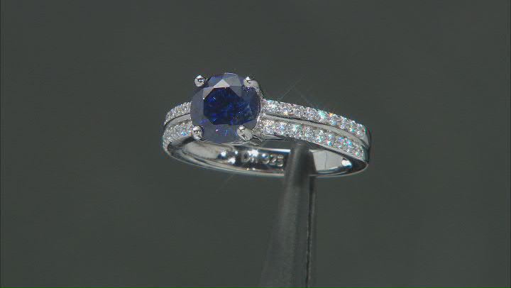 Blue And White Cubic Zirconia Rhodium Over Sterling Silver 4.19CTW Video Thumbnail