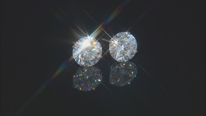 White Cubic Zirconia 10k White Gold Stud Earrings 2.86ctw Video Thumbnail