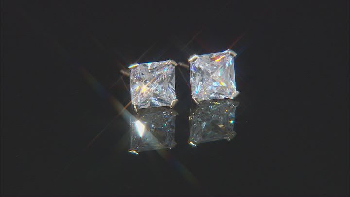 White Cubic Zirconia 10k Yellow Gold Earrings 4.20ctw Video Thumbnail