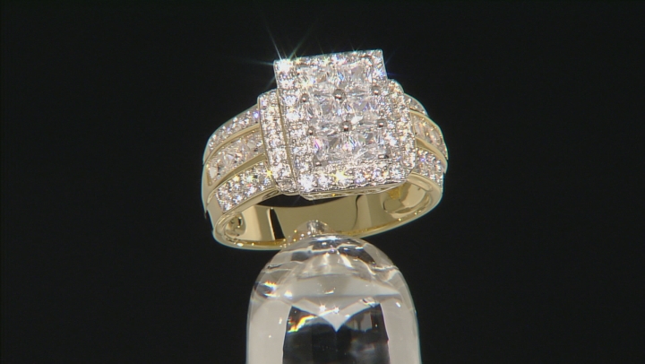 Cubic Zirconia 18k Yellow Gold Over Silver Ring 3.26ctw (2.44ctw DEW) Video Thumbnail