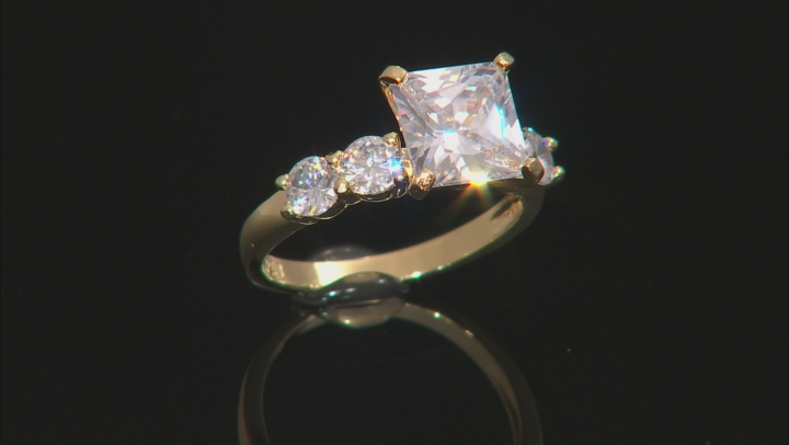 White Cubic Zirconia  18k yellow gold over silver. 5-Stone Band Video Thumbnail
