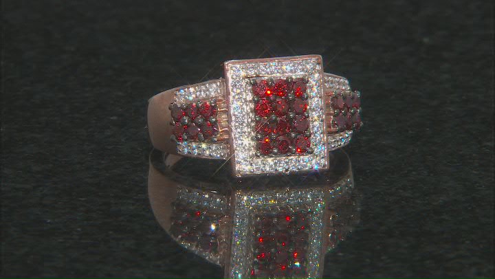 Red And White Cubic Zirconia 18k Rose Gold Over Sterling Silver Ring 2.27ctw Video Thumbnail