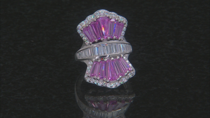Pink and White Cubic Zirconia Rhodium Over Sterling Silver Ring 8.44ctw Video Thumbnail