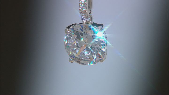 White Cubic Zirconia Rhodium Over Sterling Silver Center Design Pendant With Chain 6.63ctw Video Thumbnail