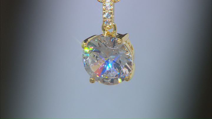 White Cubic Zirconia 18K Yellow Gold Over Sterling Silver Center Design Pendant With Chain 6.63ctw Video Thumbnail